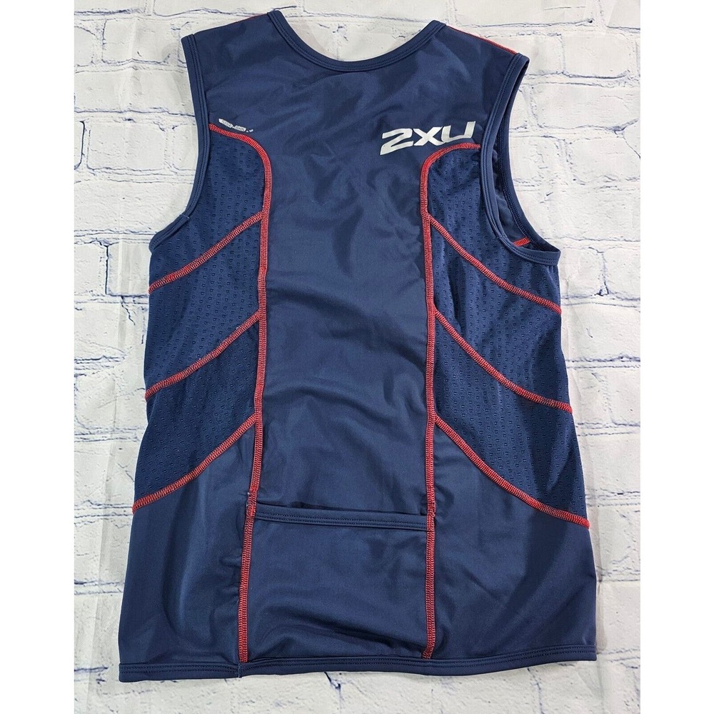 2XU Running Singlet Triathlon Tank Sleeveless 1/2 Zip Blue WOMENS SIZE LARGE